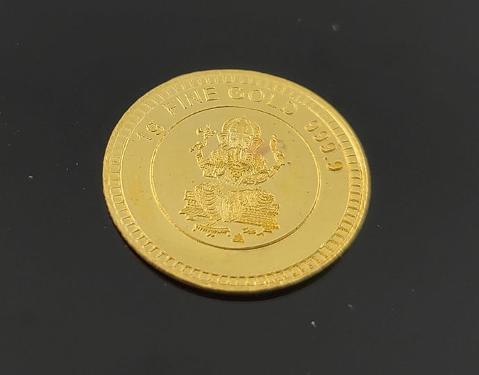 24K Laxmi Ganesh Gold Coin cn6 - Royal Dubai Jewellers