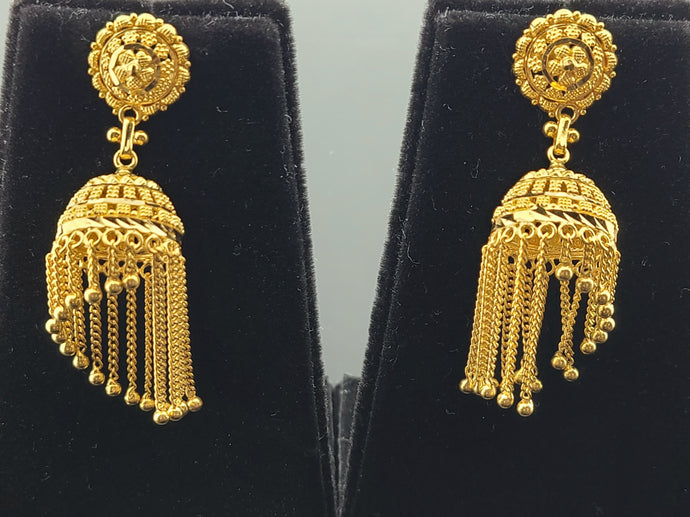 22K Solid Gold Jhumki Earrings EE57 - Royal Dubai Jewellers