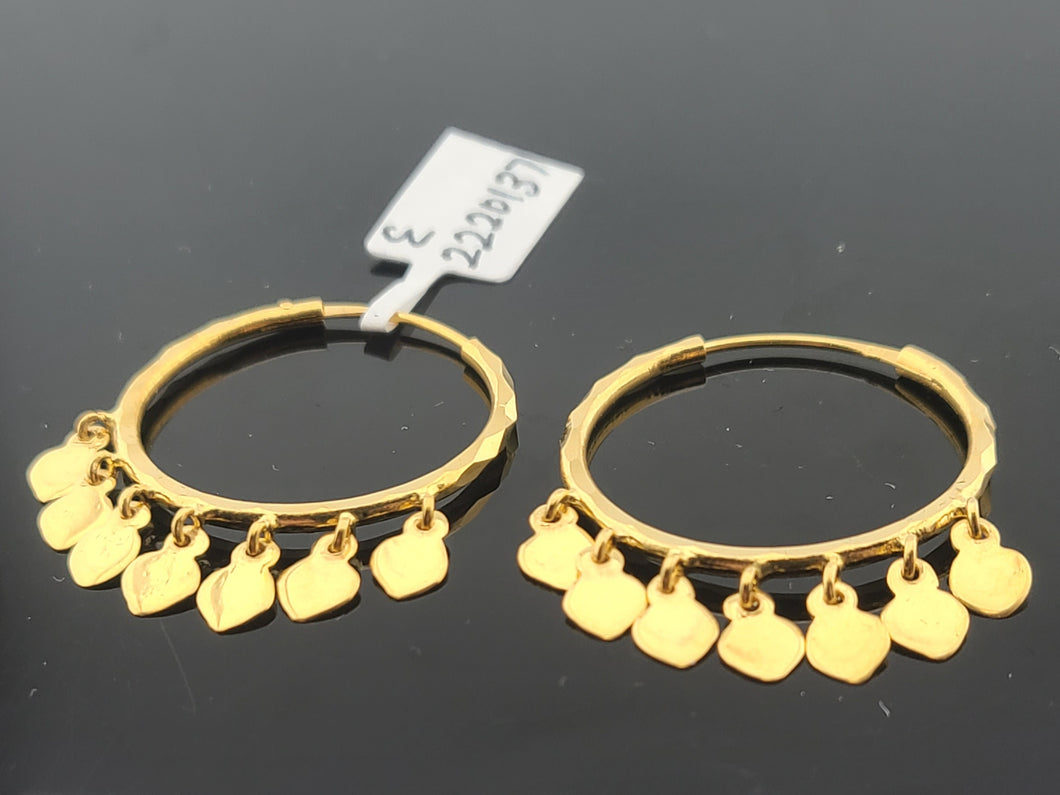 22K Solid Gold Designer Hoops E2220137 - Royal Dubai Jewellers