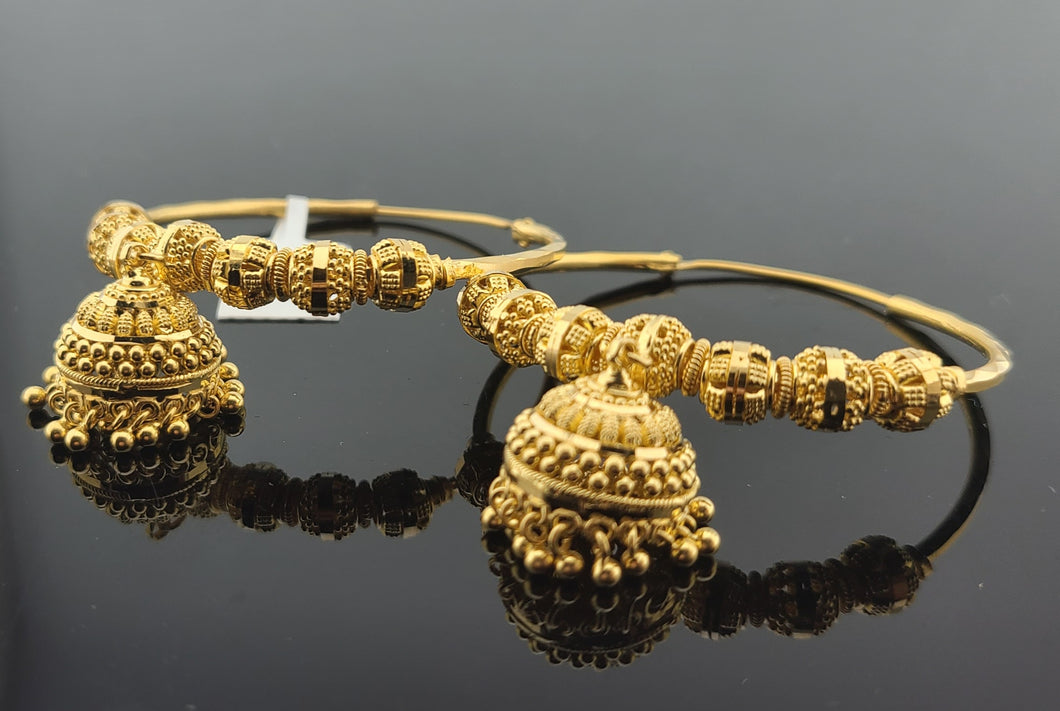22K Solid Gold Designer Hoops E2220180 - Royal Dubai Jewellers