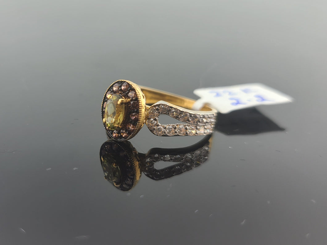 22K Solid Gold Designer Zircon Ring R10125 - Royal Dubai Jewellers