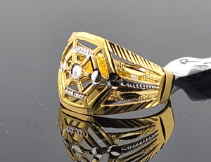 22K Solid Gold Two Tone Designer Ring R9735 - Royal Dubai Jewellers