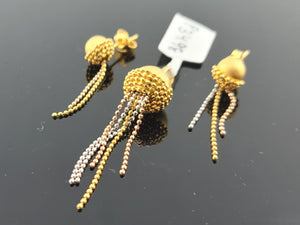 22K Solid Gold Two Tone Designer Beaded Pendant Set P3498 - Royal Dubai Jewellers