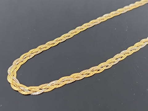 22K Solid Gold Two Tone Braided Chain C5644 - Royal Dubai Jewellers