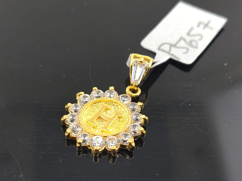 22K Solid Gold Letter H Pendant P5657 - Royal Dubai Jewellers