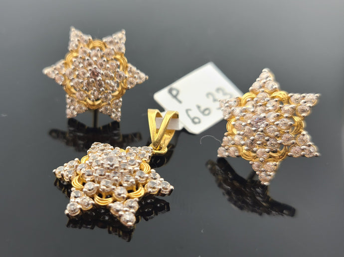 22K Solid Gold Designer Pendant Set P6633 - Royal Dubai Jewellers