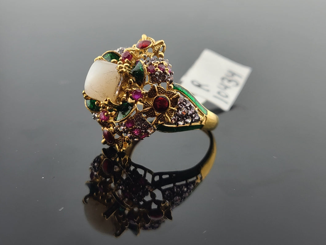 22K Solid Gold Multicolored Zircon Ring R10434 - Royal Dubai Jewellers