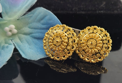 22K Solid Gold Designer Round Studs EE134 - Royal Dubai Jewellers