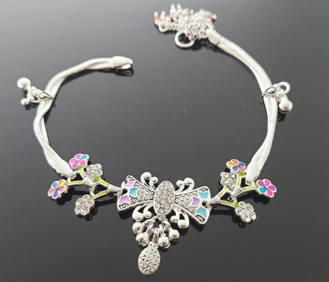 Sterling Silver Traditional Anklets With Zircons SA11 - Royal Dubai Jewellers