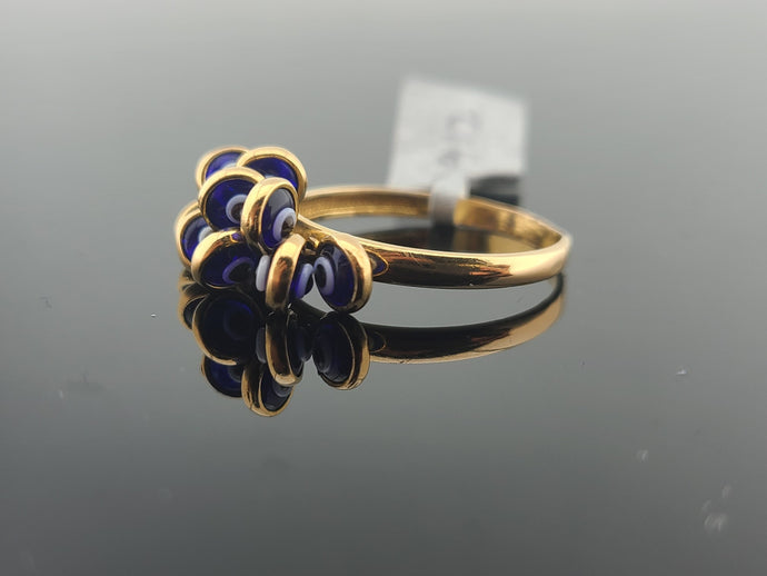 21K Solid Gold Evil Eye Ring R8912 - Royal Dubai Jewellers