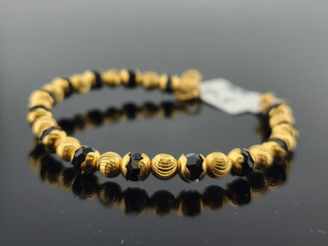 22K Solid Gold Black Beads Bracelet CB1901 - Royal Dubai Jewellers