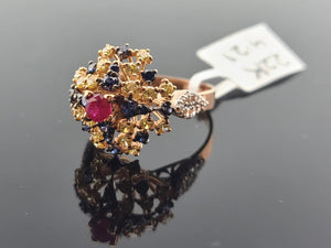 22K Solid Gold Designer Zircon Ring R16810 - Royal Dubai Jewellers