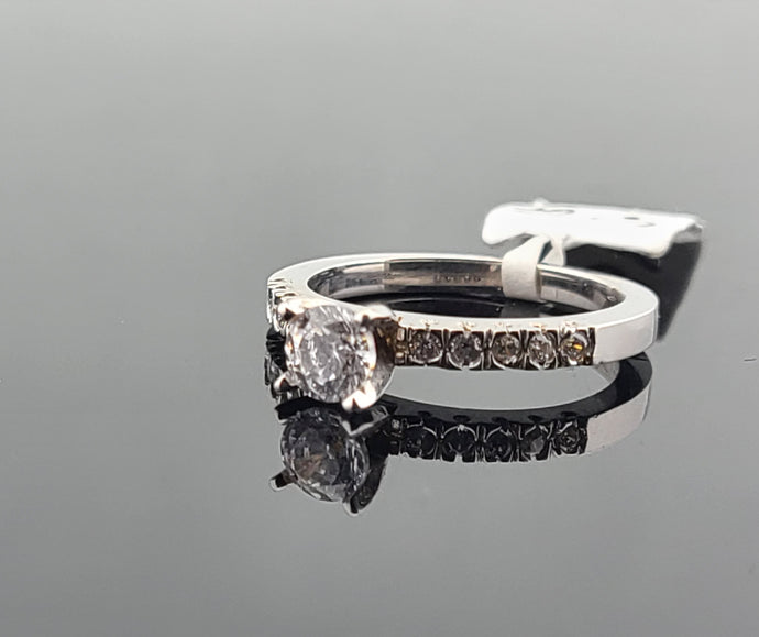 18K Solid Gold 4 Prong Zircon Ring R9441 - Royal Dubai Jewellers