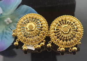 22K Solid Gold Designer Round Studs EE118 - Royal Dubai Jewellers