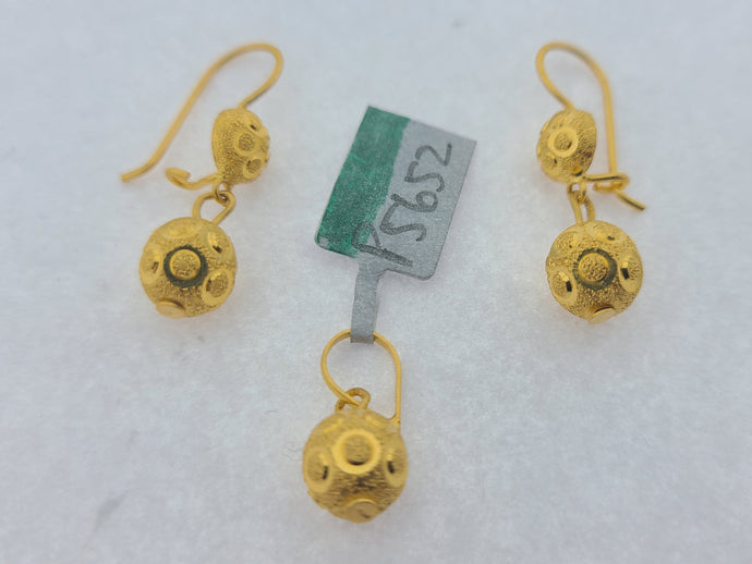 22K Solid Gold Designer Ball Pendant Set P5652 - Royal Dubai Jewellers