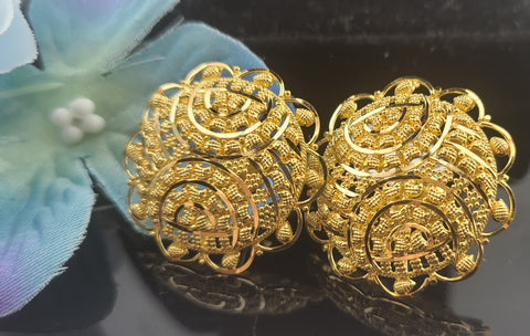 22K Solid Gold Designer Round Studs EE120 - Royal Dubai Jewellers