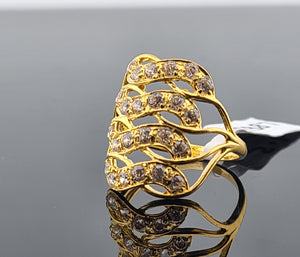 22K Solid Gold Infinity Zircon Ring R9387 - Royal Dubai Jewellers