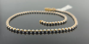 22K Solid Gold Two Tone Beaded Anklet B9748 - Royal Dubai Jewellers