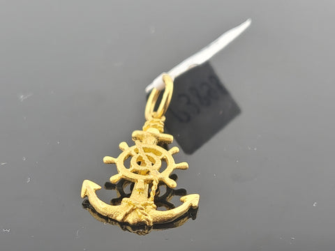 22K Solid Gold Anchor and Wheel Pendant P3898 - Royal Dubai Jewellers