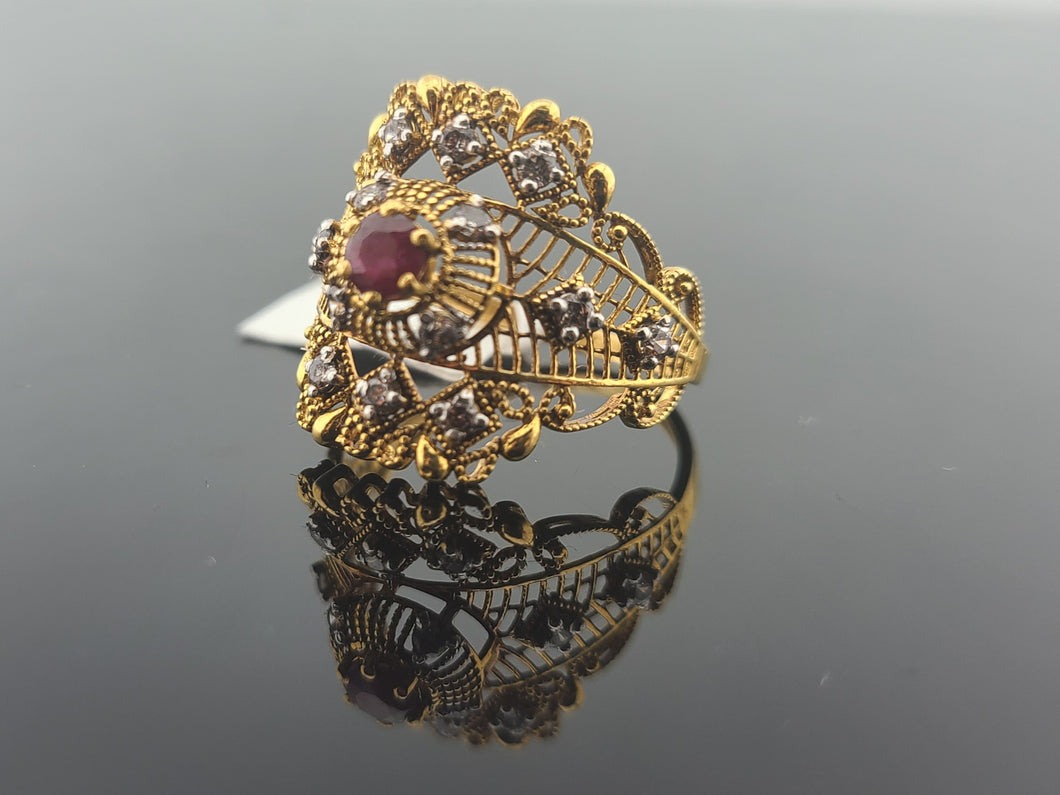 22K Solid Gold Designer Zircon Ring R10103 - Royal Dubai Jewellers