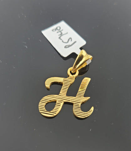 22K Solid Gold Initial H Pendant P5748 - Royal Dubai Jewellers