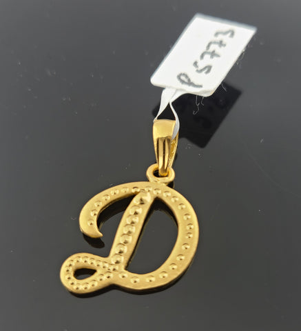 22K Solid Gold Initial D Pendant P5773 - Royal Dubai Jewellers