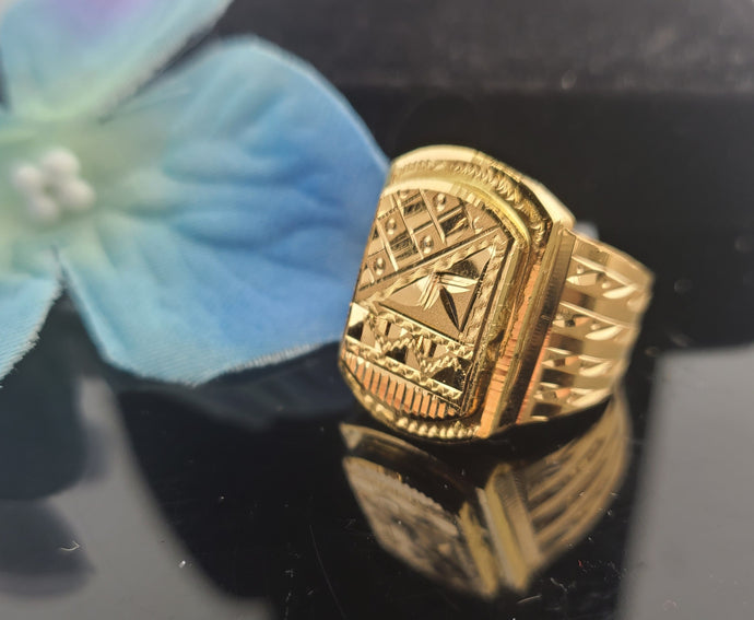 22K Solid Gold Designer Men's Ring R16854 - Royal Dubai Jewellers