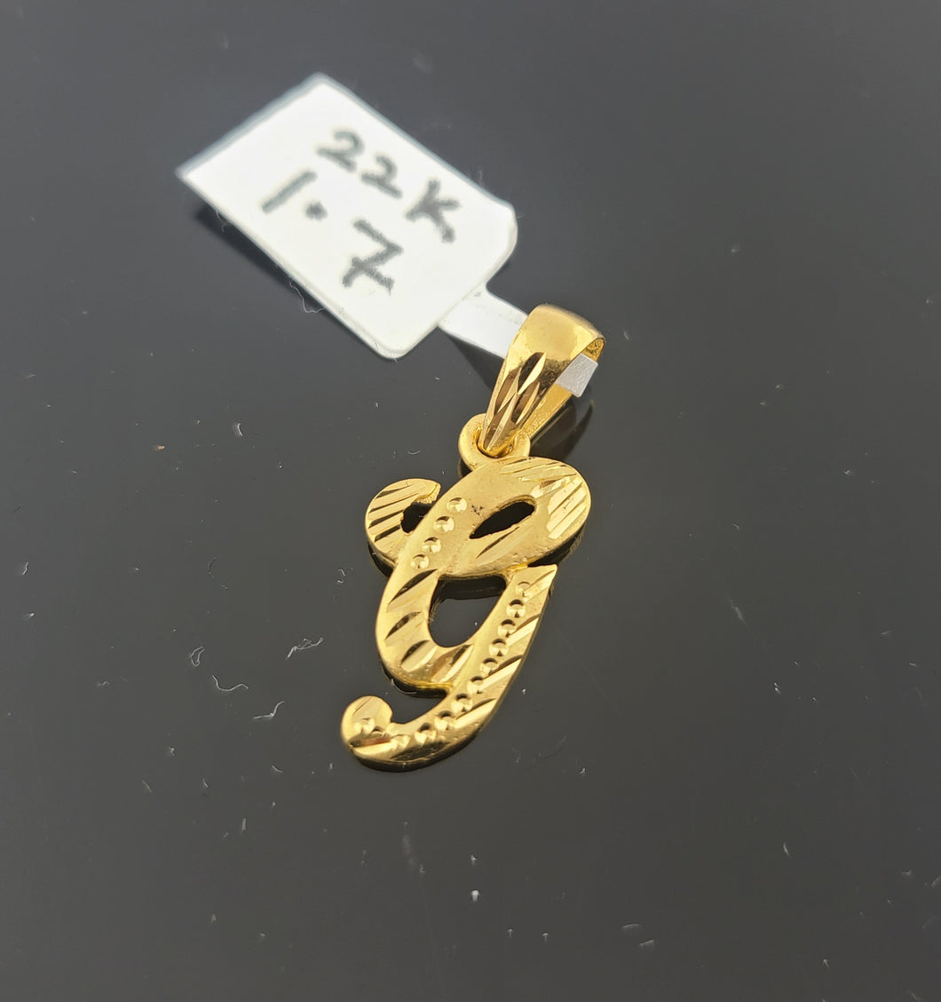 22K Solid Gold Initial G Pendant P5751 - Royal Dubai Jewellers