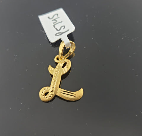22K Solid Gold Initial L Pendant P5745 - Royal Dubai Jewellers
