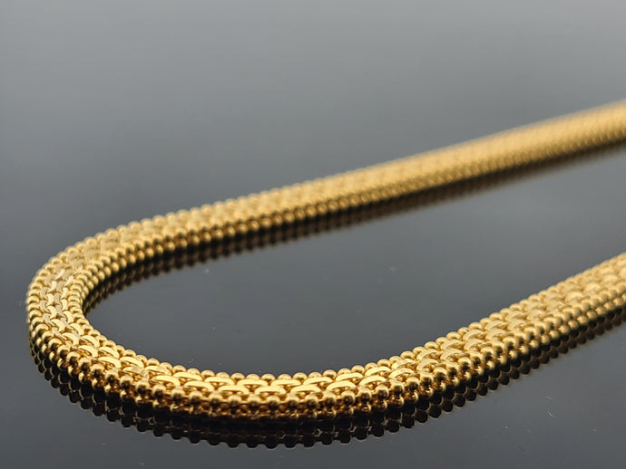 22K Solid Gold Beaded Flat Chain C7218 - Royal Dubai Jewellers