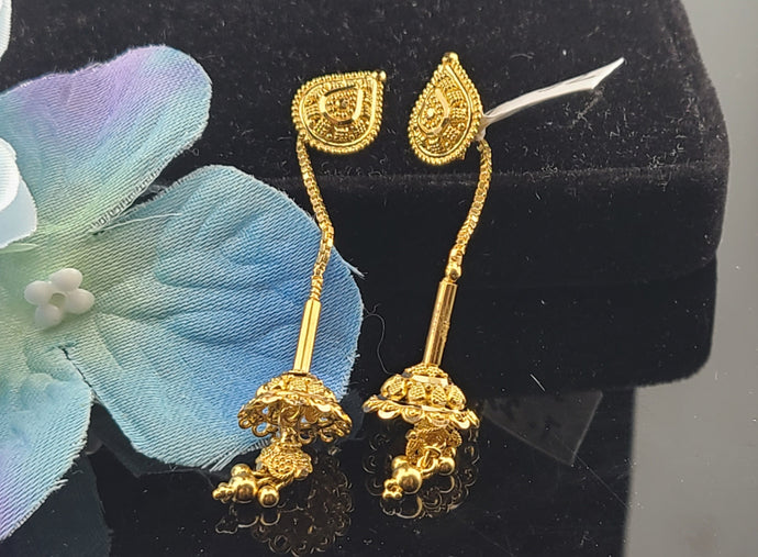 22K Solid Gold Designer Threader Earrings EE52 - Royal Dubai Jewellers
