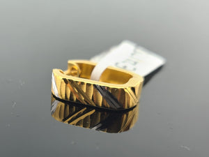 22K Solid Gold Designer Two Tone Square Hoop E21175 - Royal Dubai Jewellers