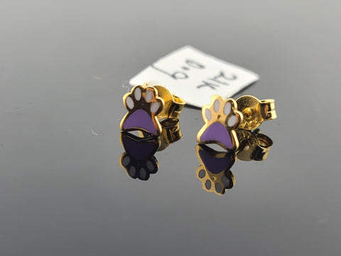 21K Solid Gold Designer Kids Earrings E221502 - Royal Dubai Jewellers
