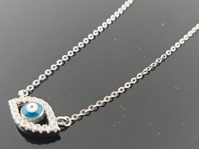 Sterling Silver Designer Chain With Evil Eye Pendant SCP3 - Royal Dubai Jewellers