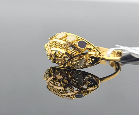 21K Solid Gold Traditional Enamel Ring R10303 - Royal Dubai Jewellers