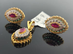 22K Solid Gold Colored Pendant Set P6631 - Royal Dubai Jewellers