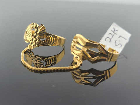 22K Solid Gold Sandblasted Set Of Rings R10185 - Royal Dubai Jewellers