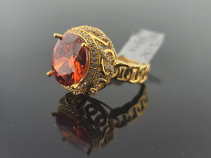 21K Solid Gold Designer 4 Prong Zircon Ring R9169 - Royal Dubai Jewellers
