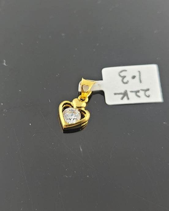 22K Solid Gold Heart Pendant P5810 - Royal Dubai Jewellers
