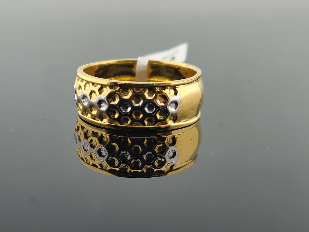 22K Solid Gold Designer Two Tone Band R10251 - Royal Dubai Jewellers