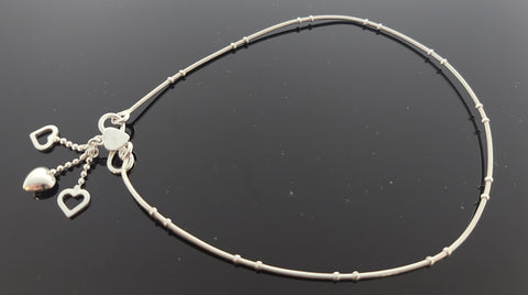 Sterling Silver Plain Anklets With Dangling Charms SA20 - Royal Dubai Jewellers