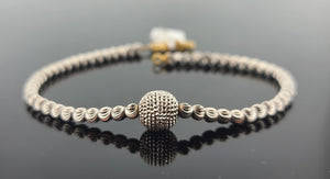 22K Solid Gold Rhodium Beaded Bracelet B8544 - Royal Dubai Jewellers