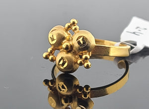 22K Solid Gold Tri Bead Ring R9463 - Royal Dubai Jewellers