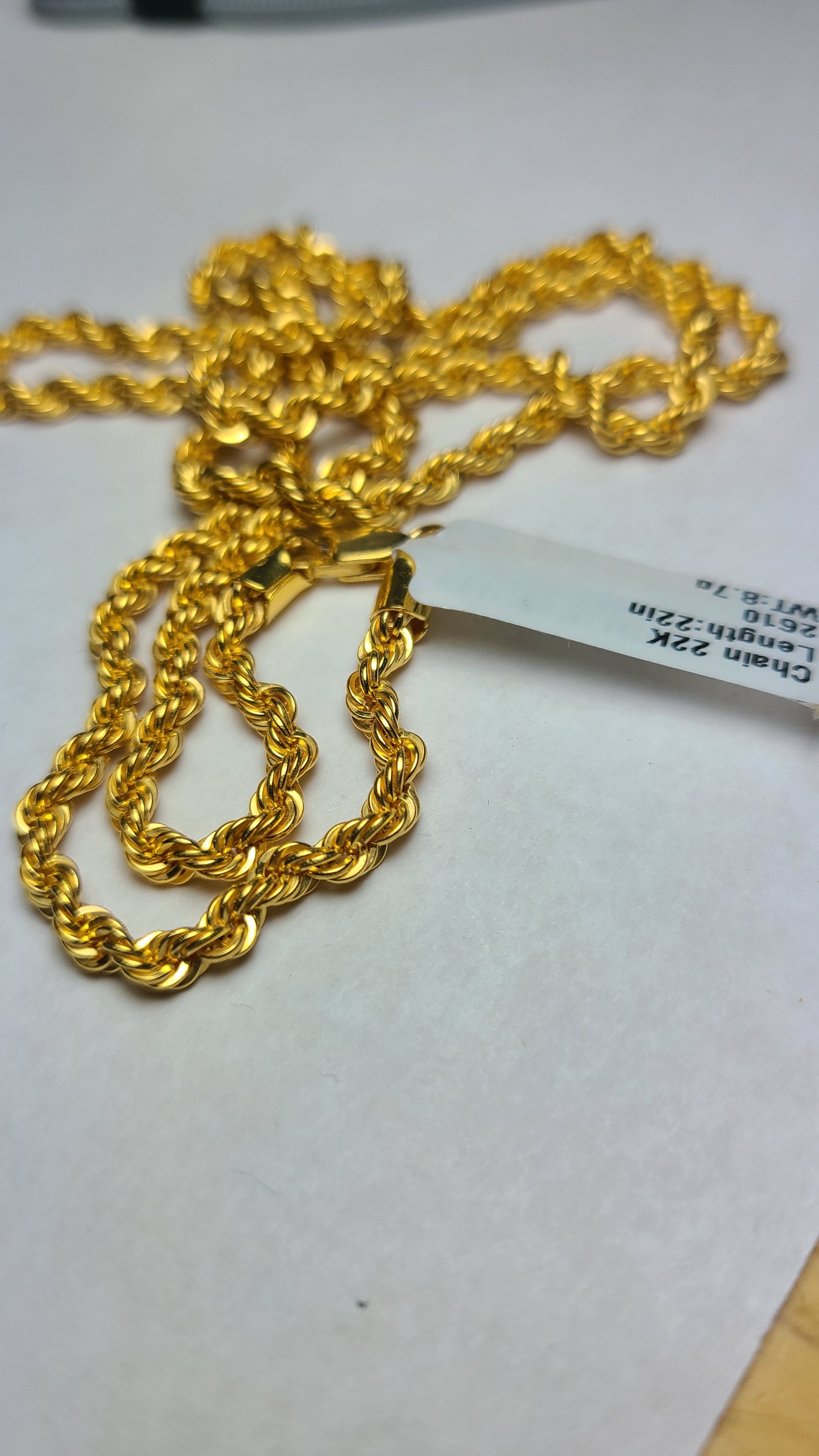 22k gold rope chain mk100