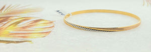 22k Solid Gold Elegant Simple Two Tone Thin Bangle b8389 - Royal Dubai Jewellers