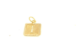 22k 22ct Solid Gold Charm Letter I Pendant Square Design p1111 ns - Royal Dubai Jewellers