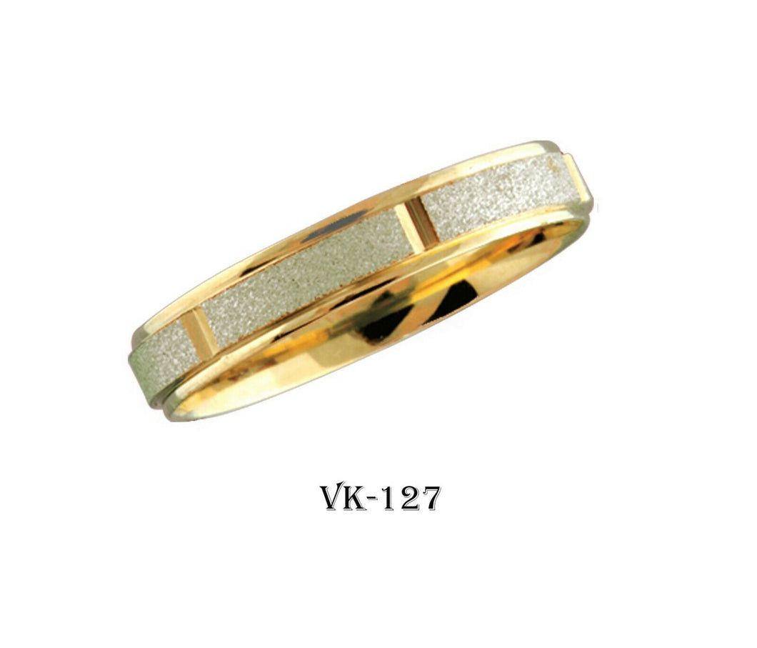 14k Solid Gold Elegant Ladies Modern Sandstone Finish Flat Band 4MM Ring Vk127v - Royal Dubai Jewellers
