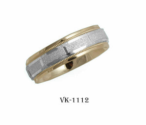14k Solid Gold Elegant Ladies Modern Stone Finished Flat Band 6mm Ring VK1112v - Royal Dubai Jewellers
