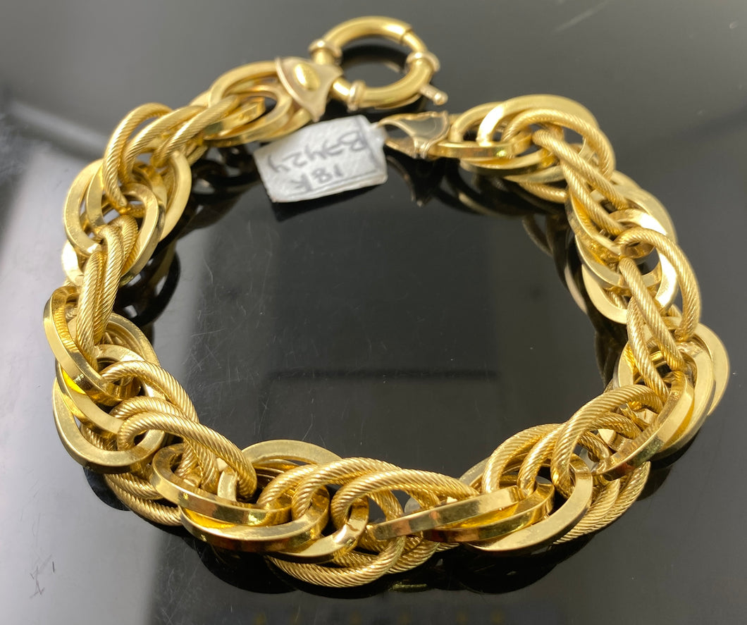 UnoAErre Italian 18K Solid Gold Braided Wide Mesh Strap Bangle Bracelet -  ExoticGold