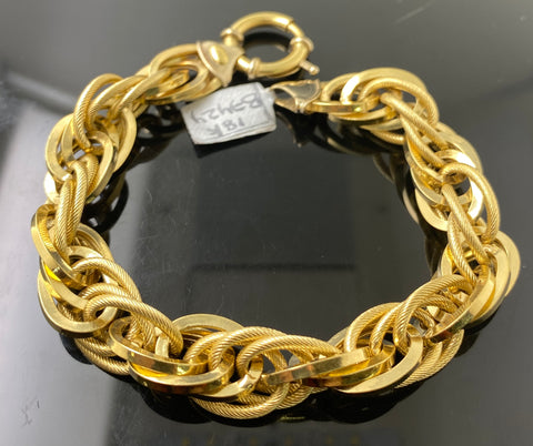 18k Solid Gold Elegant Men Multi Ring Twisted Design Bracelet b7424 - Royal Dubai Jewellers